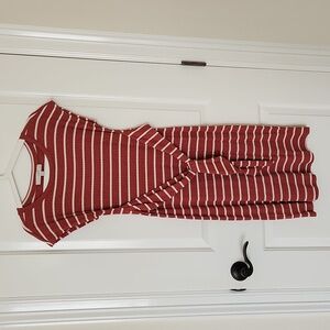 NWOT Loft Burnt Orange Striped Tie Front Midi Dress
